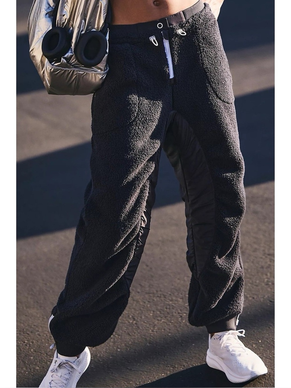 Free People black fleece sundown jogger pant S
